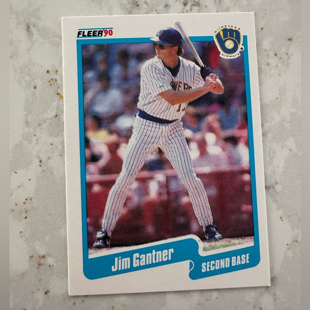 fleer 90 jim gantner brewers baseball card